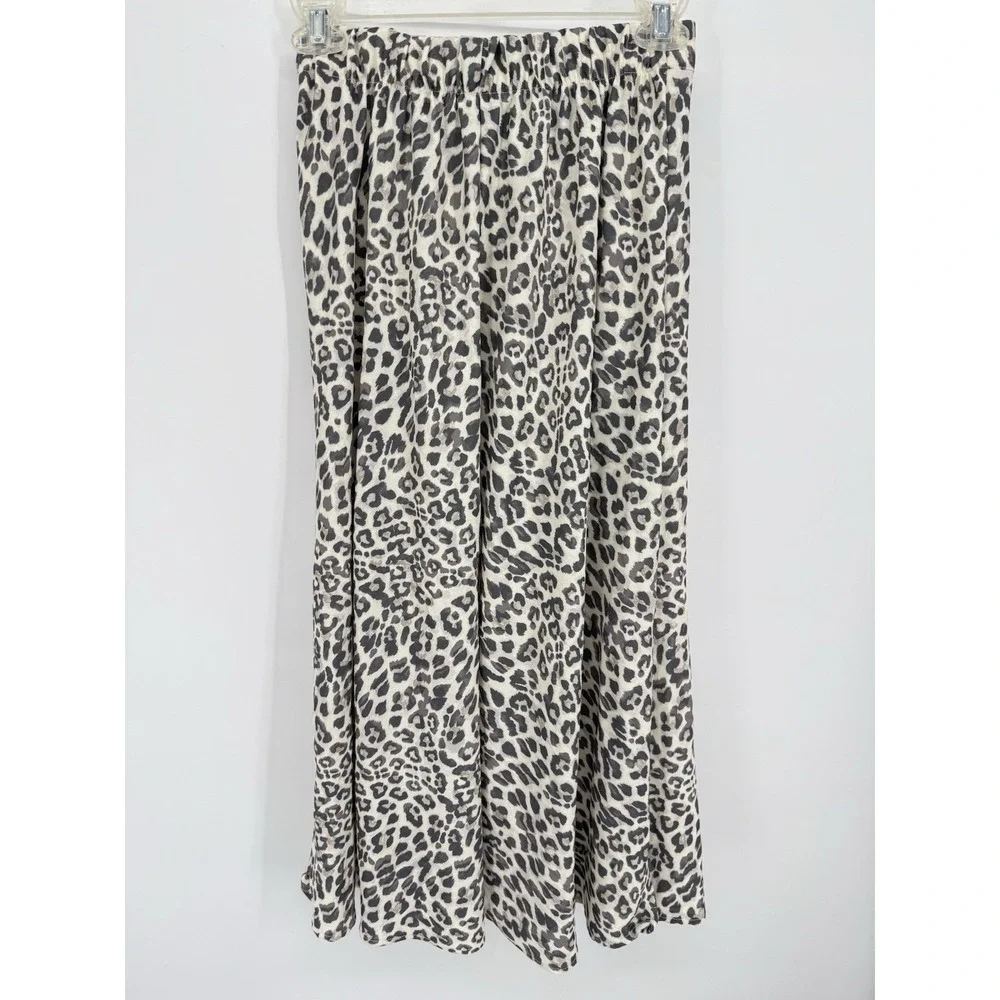 Altard State Leopard Print Satin‎ Midi Skirt High Rise Cheetah Silky Long XS
